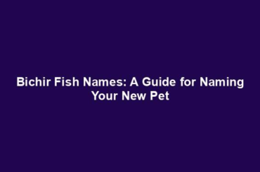 Bichir Fish Names: A Guide for Naming Your New Pet