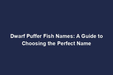 Dwarf Puffer Fish Names: A Guide to Choosing the Perfect Name