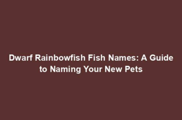 Dwarf Rainbowfish Fish Names: A Guide to Naming Your New Pets