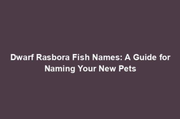 Dwarf Rasbora Fish Names: A Guide for Naming Your New Pets