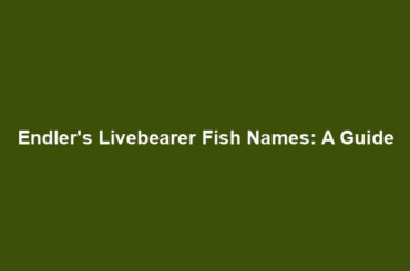 Endler's Livebearer Fish Names: A Guide