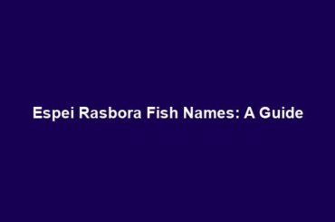 Espei Rasbora Fish Names: A Guide