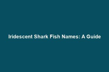 Iridescent Shark Fish Names: A Guide