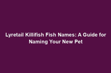 Lyretail Killifish Fish Names: A Guide for Naming Your New Pet