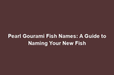 Pearl Gourami Fish Names: A Guide to Naming Your New Fish