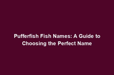 Pufferfish Fish Names: A Guide to Choosing the Perfect Name