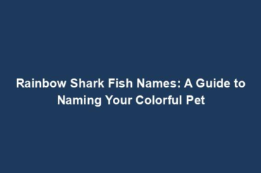 Rainbow Shark Fish Names: A Guide to Naming Your Colorful Pet