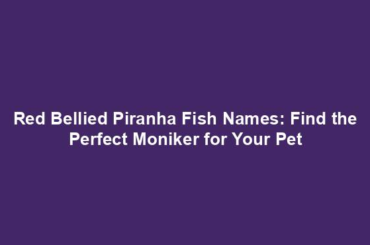 Red Bellied Piranha Fish Names: Find the Perfect Moniker for Your Pet