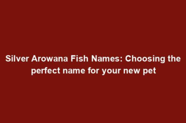 Silver Arowana Fish Names: Choosing the perfect name for your new pet